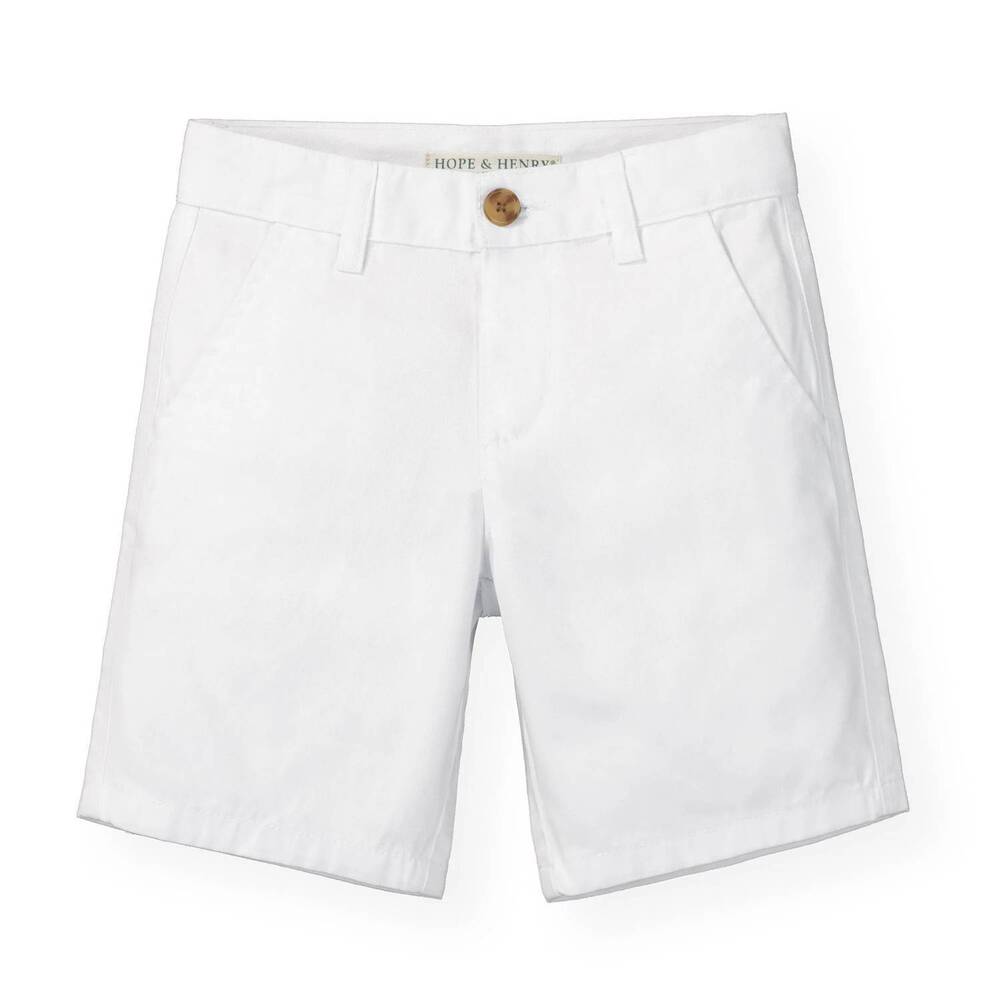 NEW HOPE & HENRY men's organic stretch chino short in white